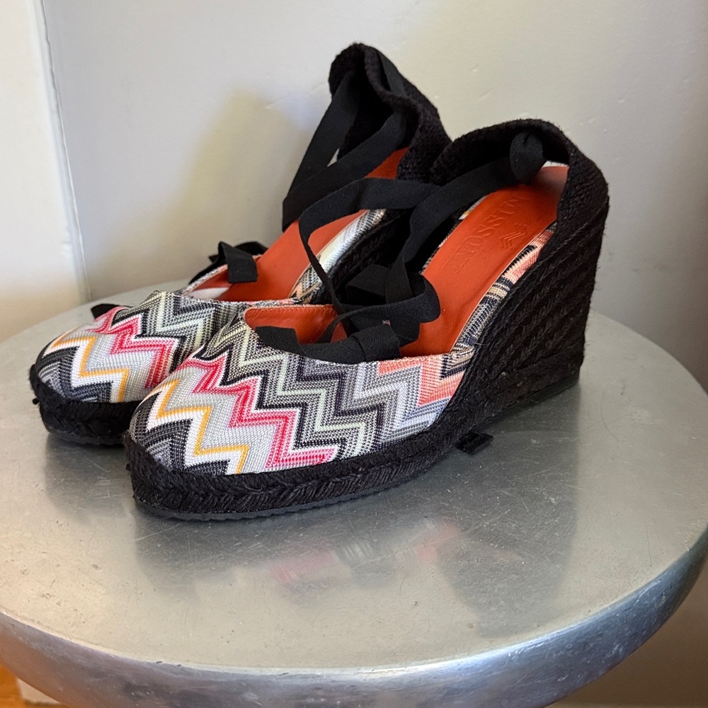 Missoni Multicolor Zigzag Wedges w/ laceup